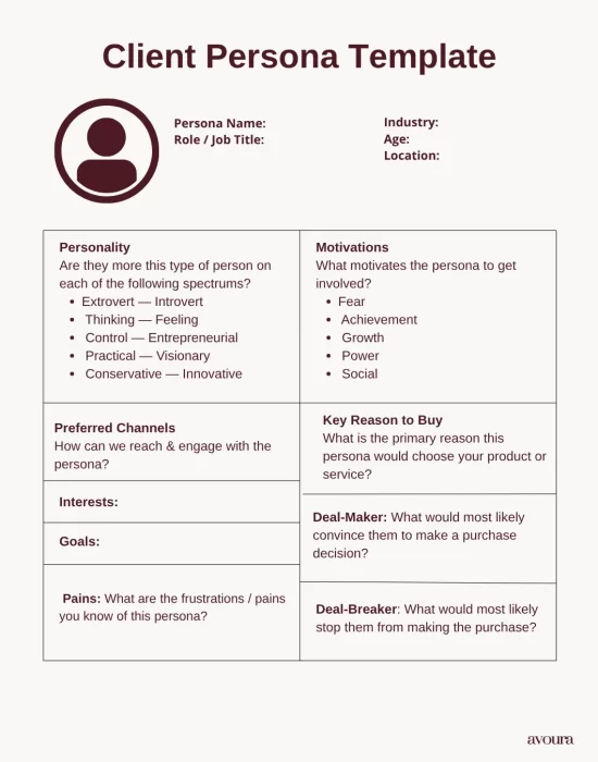 Client Persona Template for business owners